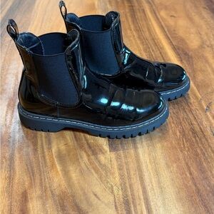 Black Patent Leather Ankle Boots